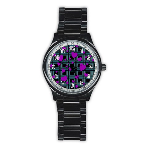 Purple love Stainless Steel Round Watch from ArtsNow.com Front