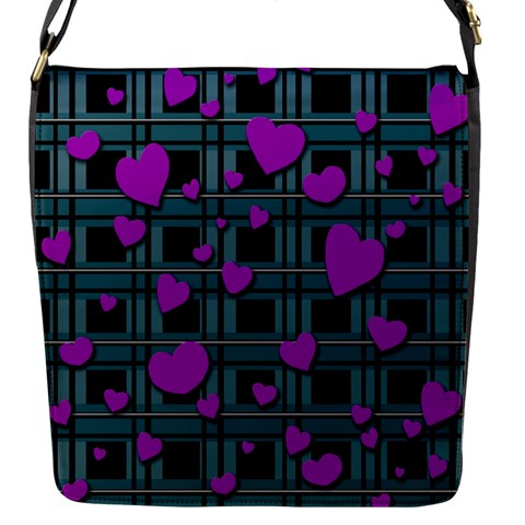 Purple love Flap Messenger Bag (S) from ArtsNow.com Front