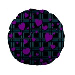 Purple love Standard 15  Premium Flano Round Cushions