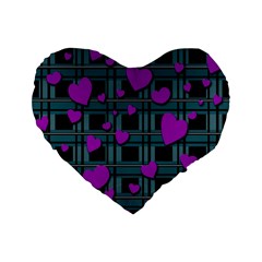 Purple love Standard 16  Premium Flano Heart Shape Cushions from ArtsNow.com Front