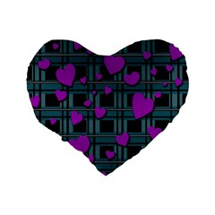 Purple love Standard 16  Premium Flano Heart Shape Cushions from ArtsNow.com Back