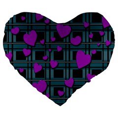 Purple love Large 19  Premium Flano Heart Shape Cushions from ArtsNow.com Front