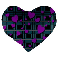 Purple love Large 19  Premium Flano Heart Shape Cushions from ArtsNow.com Back