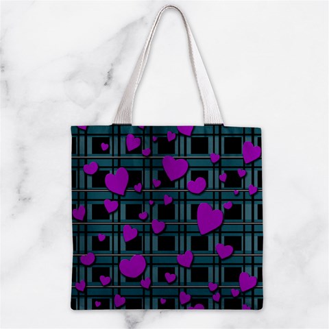 Purple love Zipper Grocery Tote Bag from ArtsNow.com Front