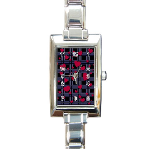 Decorative love Rectangle Italian Charm Watch from ArtsNow.com Front