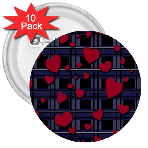 Decorative love 3  Buttons (10 pack)  from ArtsNow.com Front