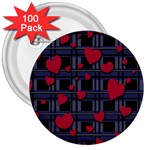 Decorative love 3  Buttons (100 pack) 