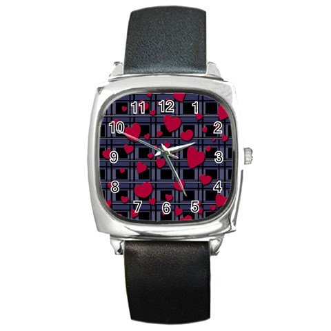 Decorative love Square Metal Watch from ArtsNow.com Front