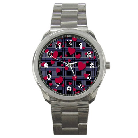 Decorative love Sport Metal Watch from ArtsNow.com Front