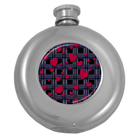 Decorative love Round Hip Flask (5 oz) from ArtsNow.com Front