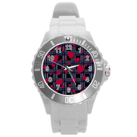 Decorative love Round Plastic Sport Watch (L) from ArtsNow.com Front