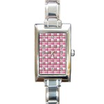 Pink plaid pattern Rectangle Italian Charm Watch