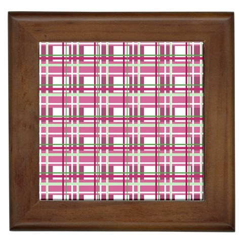 Pink plaid pattern Framed Tiles from ArtsNow.com Front