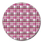 Pink plaid pattern Round Mousepads