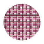 Pink plaid pattern Ornament (Round) 