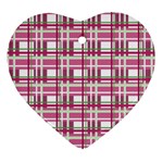 Pink plaid pattern Ornament (Heart) 