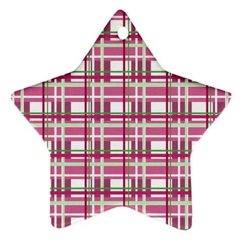 Pink plaid pattern Ornament (Star)  from ArtsNow.com Front