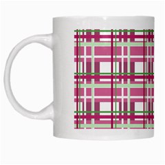 Pink plaid pattern White Mugs from ArtsNow.com Left