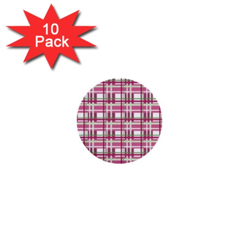 Pink plaid pattern 1  Mini Buttons (10 pack)  from ArtsNow.com Front