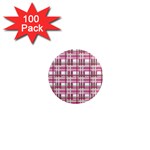 Pink plaid pattern 1  Mini Magnets (100 pack) 