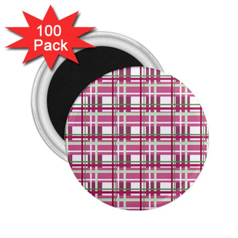 Pink plaid pattern 2.25  Magnets (100 pack)  from ArtsNow.com Front