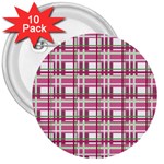 Pink plaid pattern 3  Buttons (10 pack) 