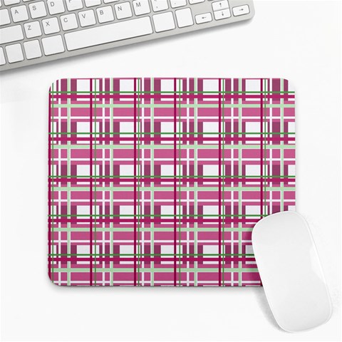 Pink plaid pattern Large Mousepads from ArtsNow.com Front