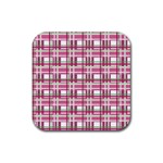 Pink plaid pattern Rubber Coaster (Square) 