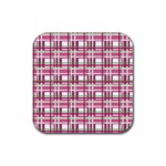 Pink plaid pattern Rubber Coaster (Square) 