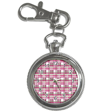 Pink plaid pattern Key Chain Watches from ArtsNow.com Front