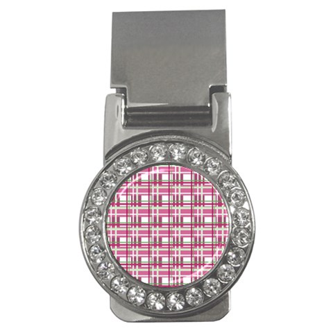 Pink plaid pattern Money Clips (CZ)  from ArtsNow.com Front