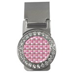 Pink plaid pattern Money Clips (CZ) 