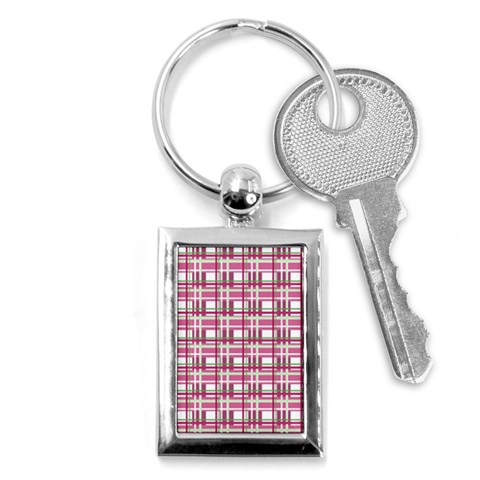 Pink plaid pattern Key Chains (Rectangle)  from ArtsNow.com Front