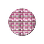 Pink plaid pattern Rubber Round Coaster (4 pack) 