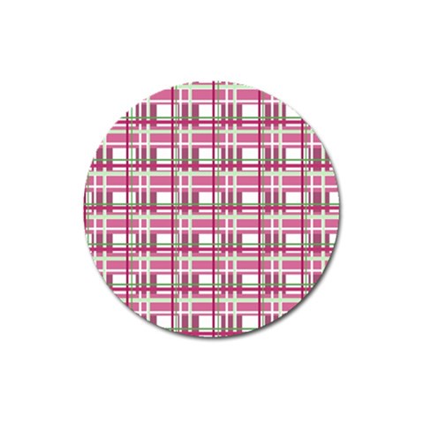 Pink plaid pattern Magnet 3  (Round) from ArtsNow.com Front