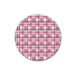 Pink plaid pattern Magnet 3  (Round)