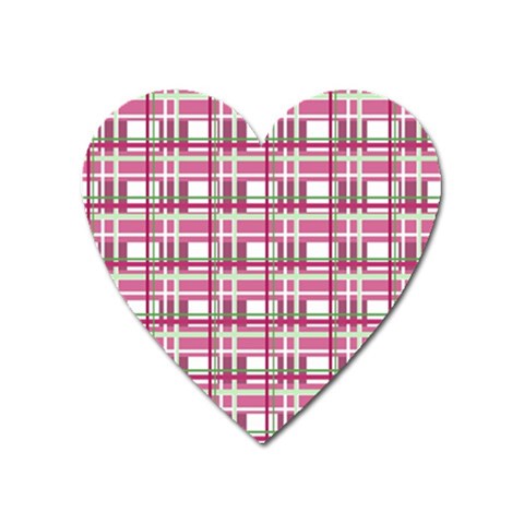 Pink plaid pattern Heart Magnet from ArtsNow.com Front