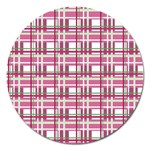 Pink plaid pattern Magnet 5  (Round)