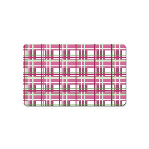Pink plaid pattern Magnet (Name Card) from ArtsNow.com Front