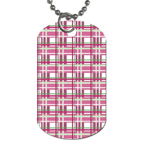 Pink plaid pattern Dog Tag (One Side) from ArtsNow.com Front