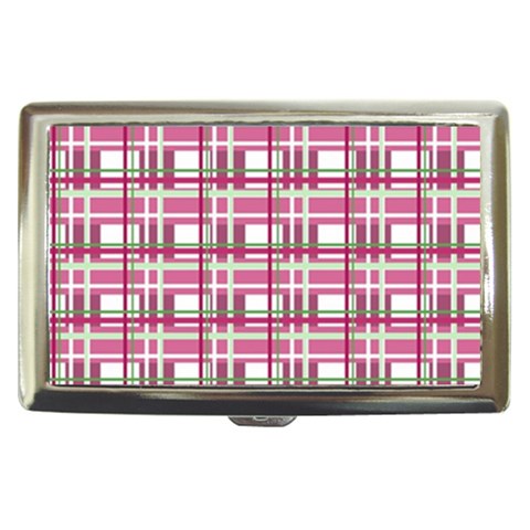 Pink plaid pattern Cigarette Money Cases from ArtsNow.com Front