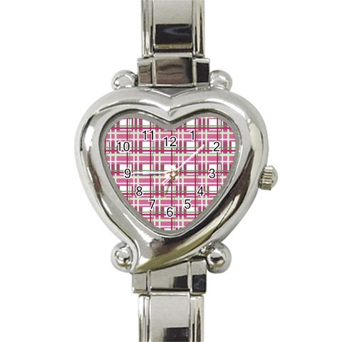 Pink plaid pattern Heart Italian Charm Watch from ArtsNow.com Front