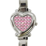 Pink plaid pattern Heart Italian Charm Watch