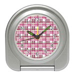 Pink plaid pattern Travel Alarm Clocks