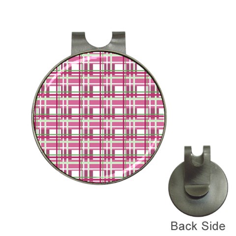 Pink plaid pattern Hat Clips with Golf Markers from ArtsNow.com Front