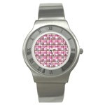 Pink plaid pattern Stainless Steel Watch