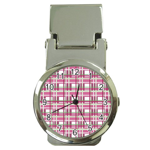 Pink plaid pattern Money Clip Watches from ArtsNow.com Front
