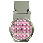 Pink plaid pattern Money Clip Watches