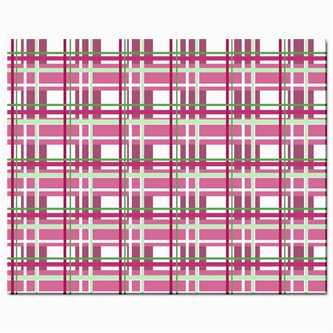 Pink plaid pattern Mini Button Earrings from ArtsNow.com Front