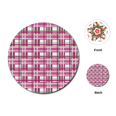 Pink plaid pattern Playing Cards (Round)  from ArtsNow.com Front
